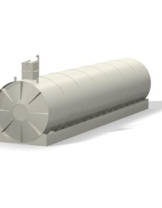 Süllyesztett fekvő hengheres műanyag tartály bennmaradó zsaluzattal